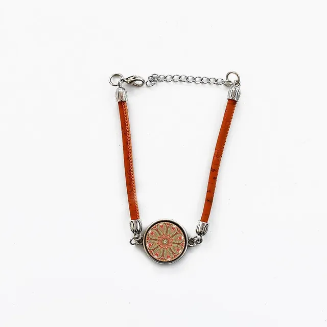 luisa-paix-o-bijoux-azulejo-bracelet-coton-orange-m-daillon-2-cm image 1