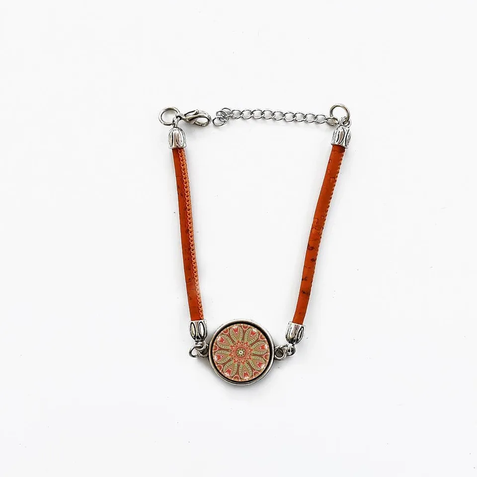luisa-paix-o-bijoux-azulejo-bracelet-coton-orange-m-daillon-2-cm image 1