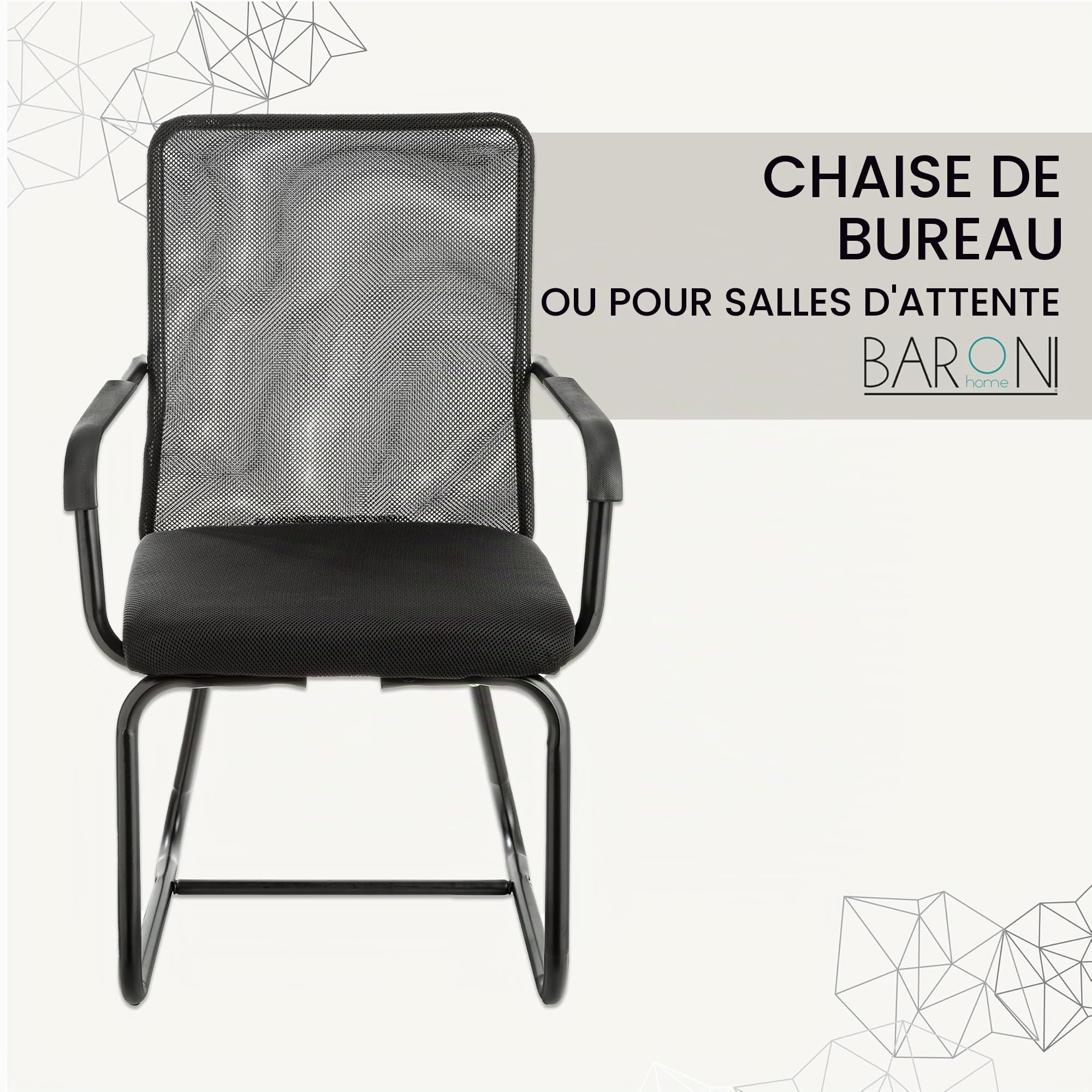 baroni-home-sedie-chaise-bureau-noire-accoudoirs-toile-respirante image 4