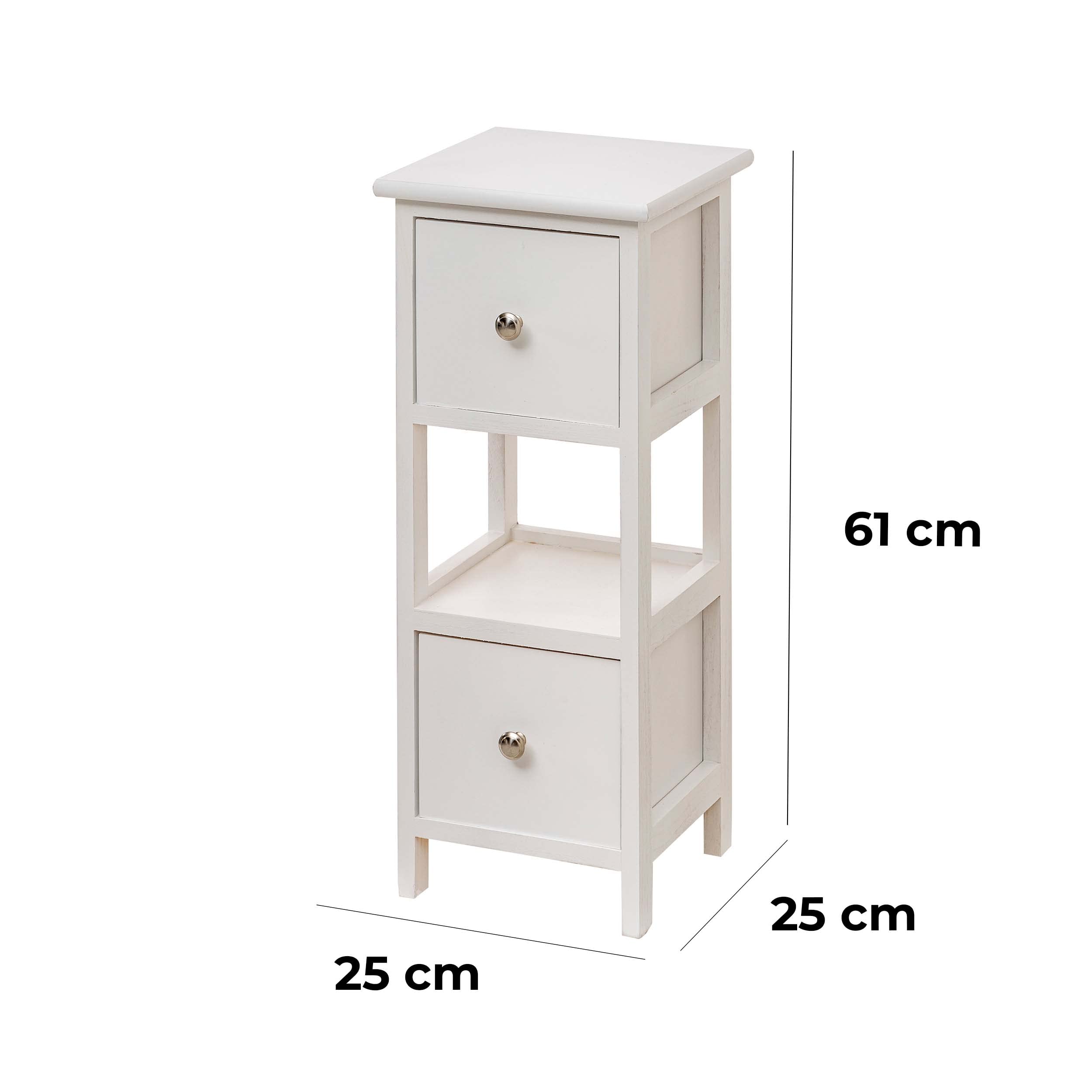 baroni-home-table-de-chevet-blanche-2-tiroirs-25x25x61-cm image 3
