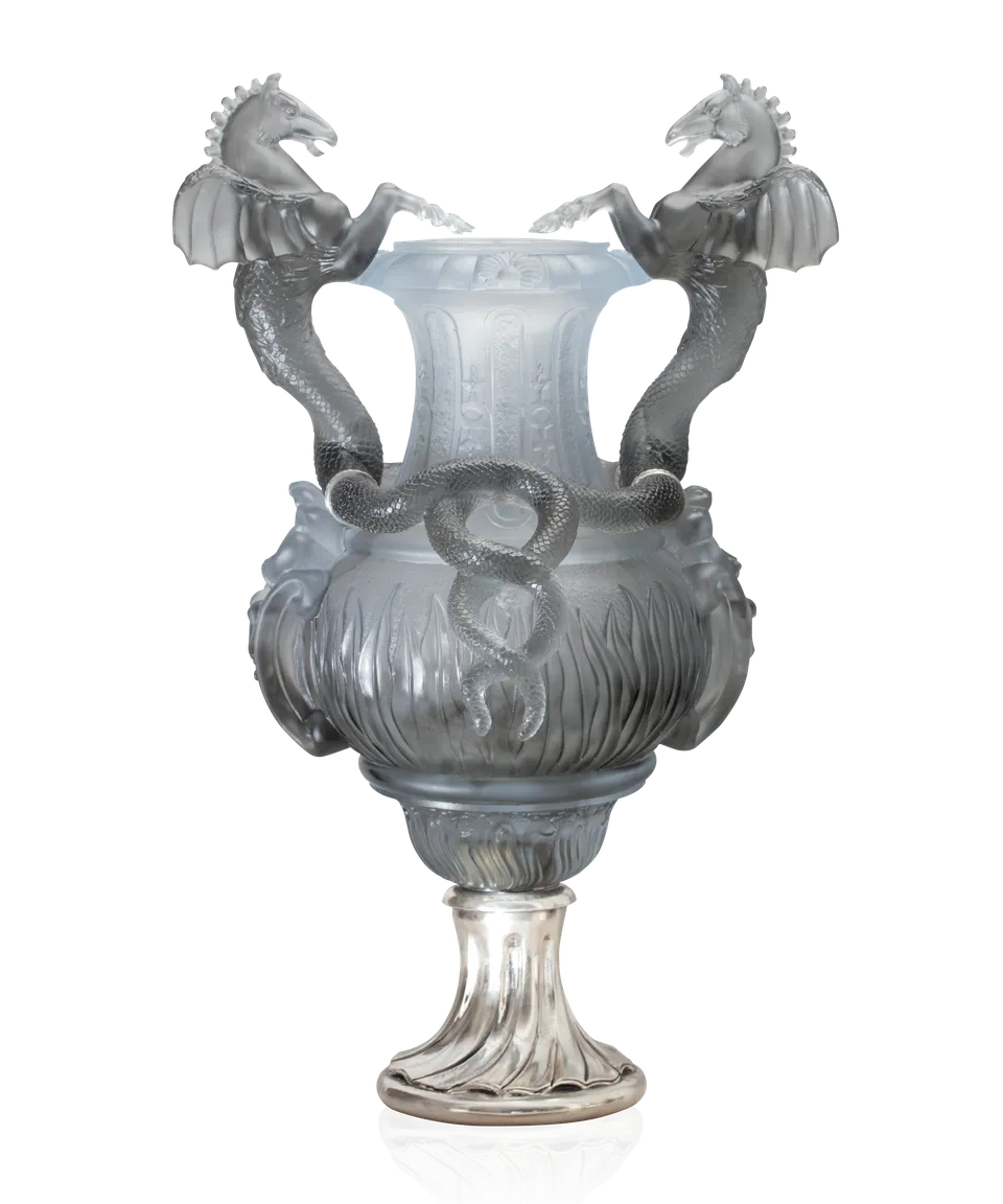 daum-chevaux-ail-s-vase-gris-dition-50-ex-cristal image 1