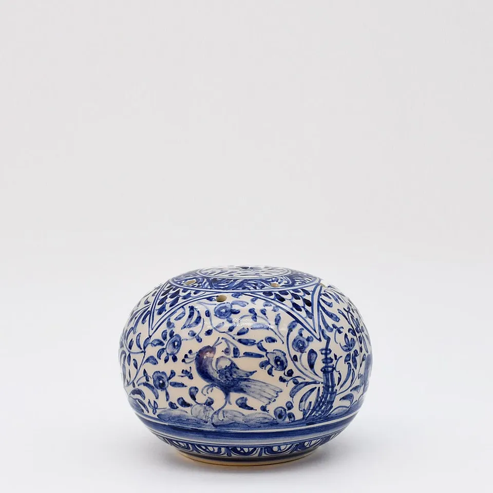 luisa-paix-o-coimbra-porte-encens-c-ramique-12-cm-bleu-7-trous image 1