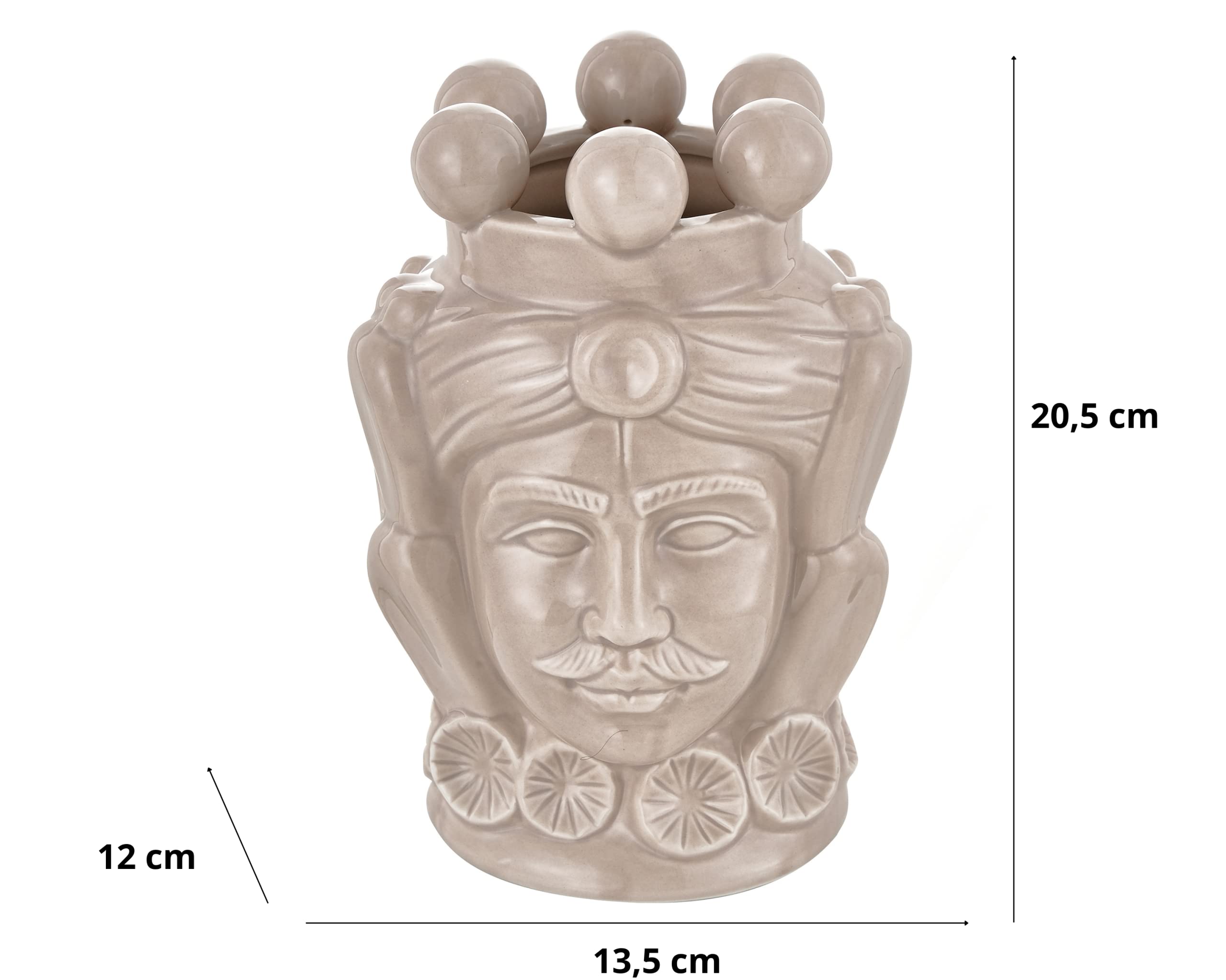baroni-home-teste-di-moro-vase-c-ramique-roi-cr-me-20-5-cm image 2