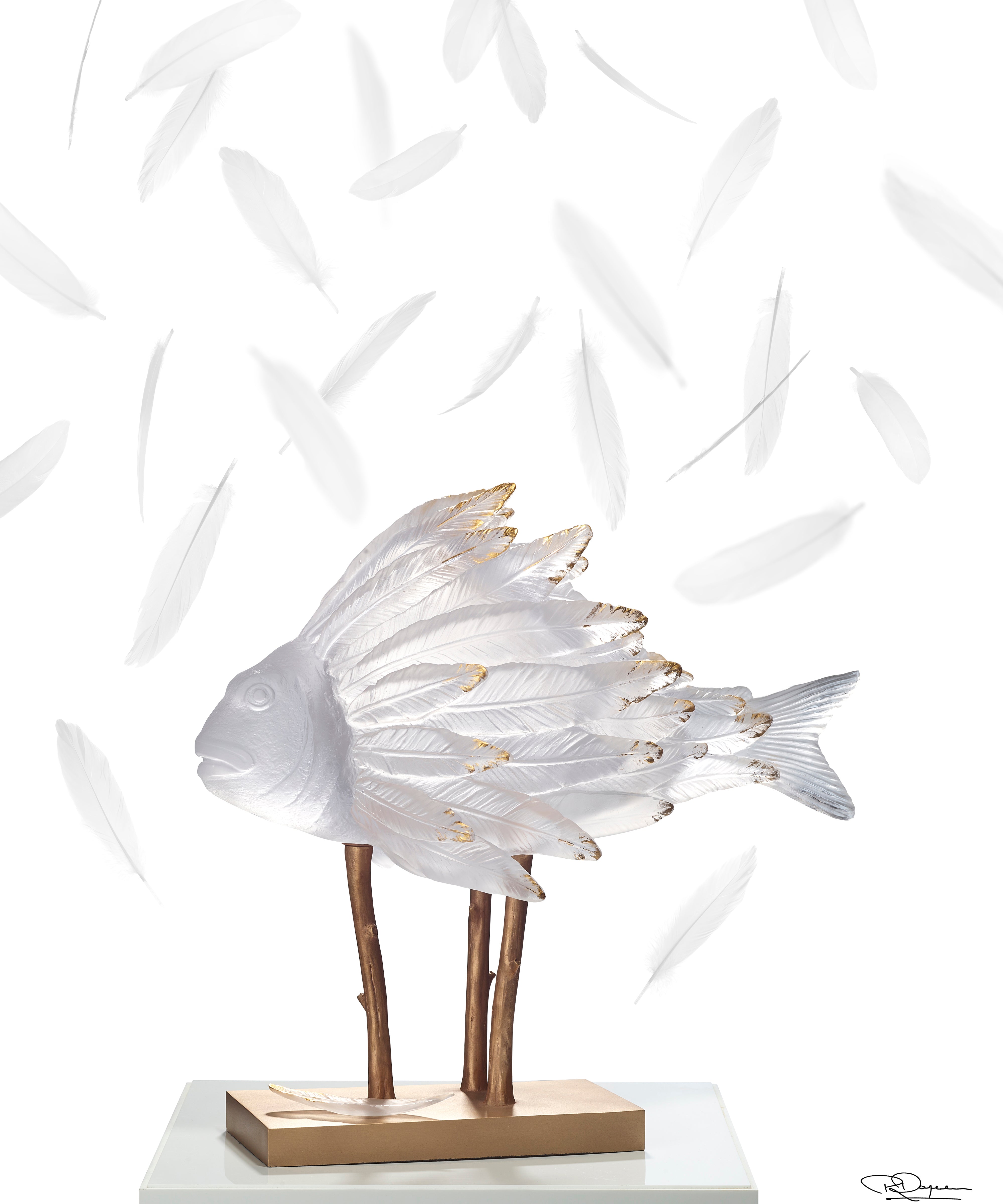 daum-art-cristal-punky-fish-sculpture-blanc-or-25-ex image 2