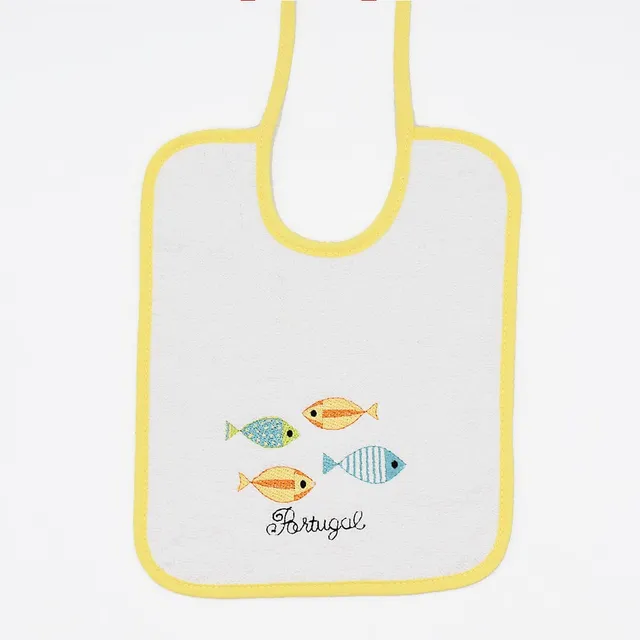 luisa-paix-o-bavoir-b-b-coton-sardines-jaune-26x21cm image 1
