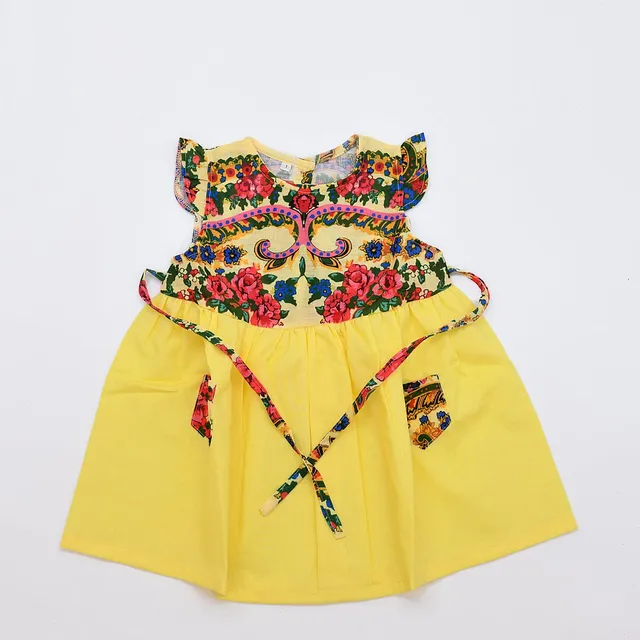luisa-paix-o-viana-robe-enfant-coton-jaune-motifs image 1