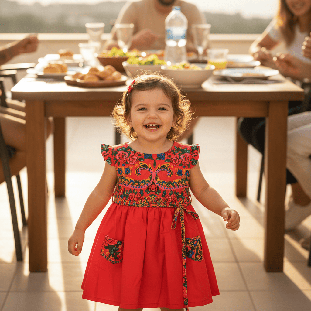 luisa-paix-o-viana-robe-enfant-rouge-motifs-floraux-3-ans image 2