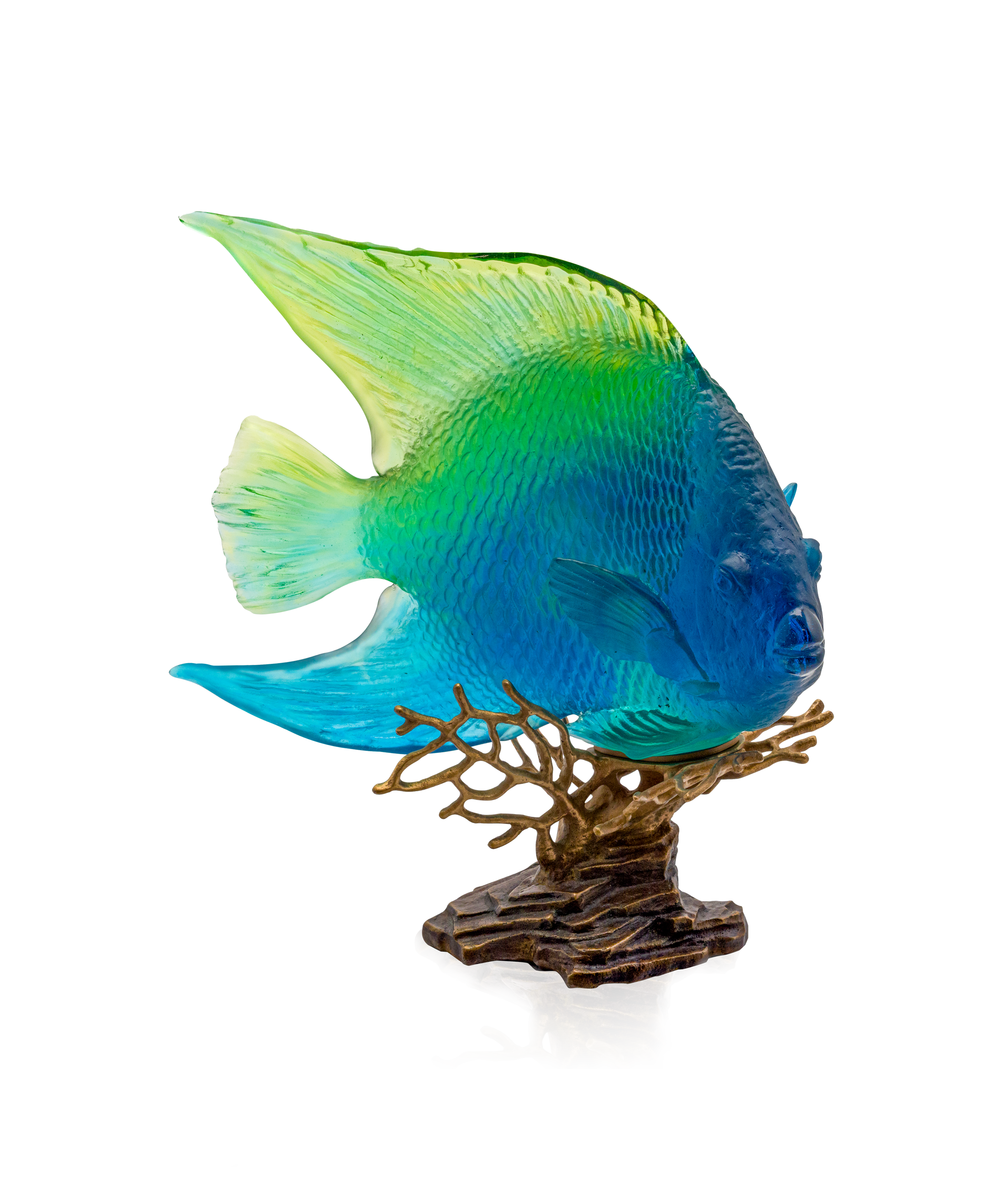 daum-mer-de-corail-ange-royal-sculpture-bleu-jaune-125-ex image 1