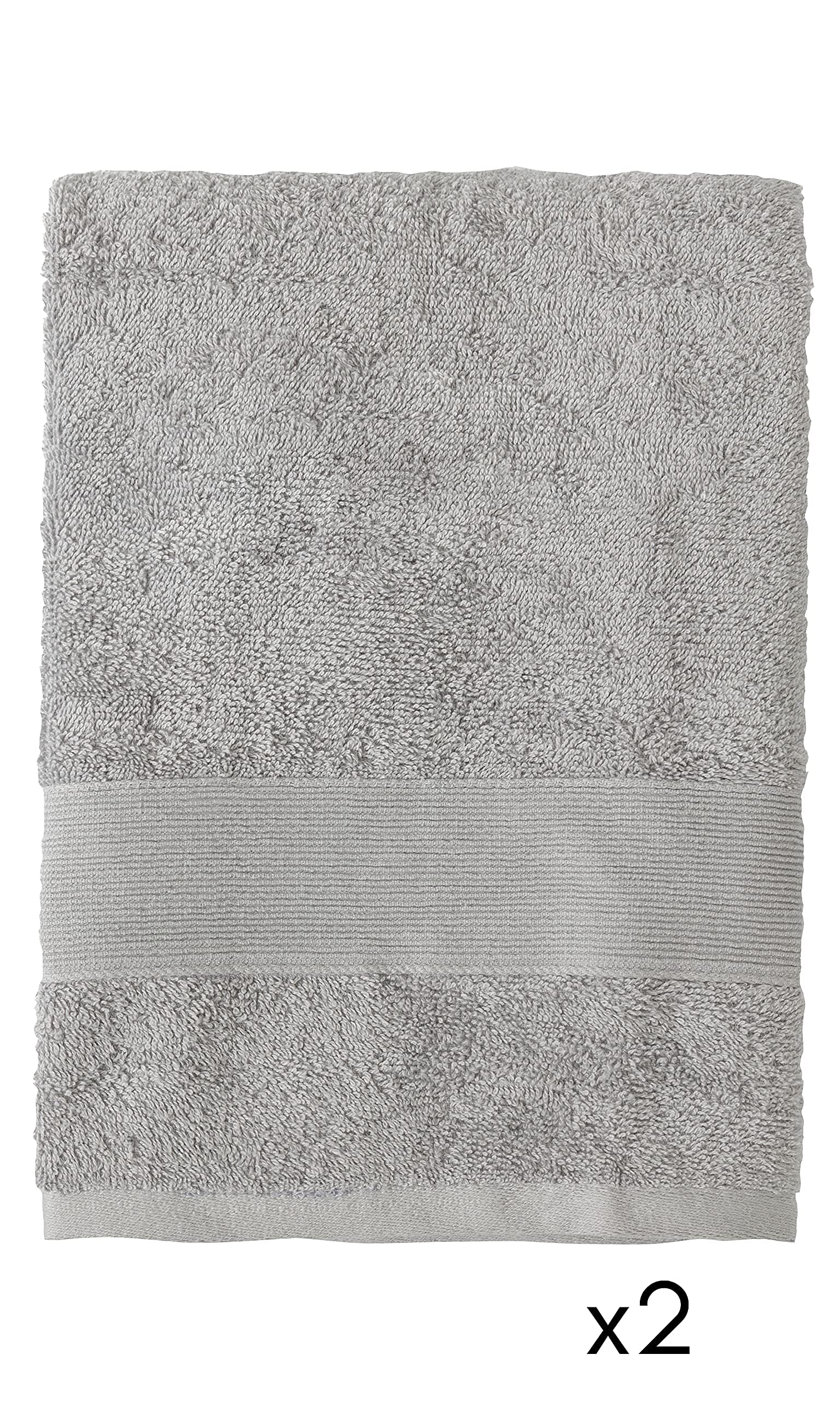 baroni-home-drap-de-bain-coton-gris-serviette-90x140-cm image 2
