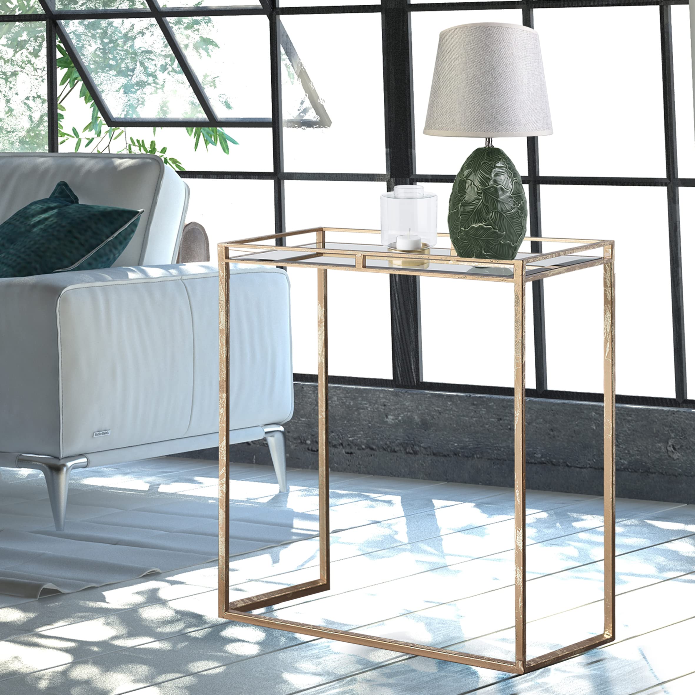 baroni-home-glam-table-basse-m-tal-dor-plateau-verre-miroir image 2