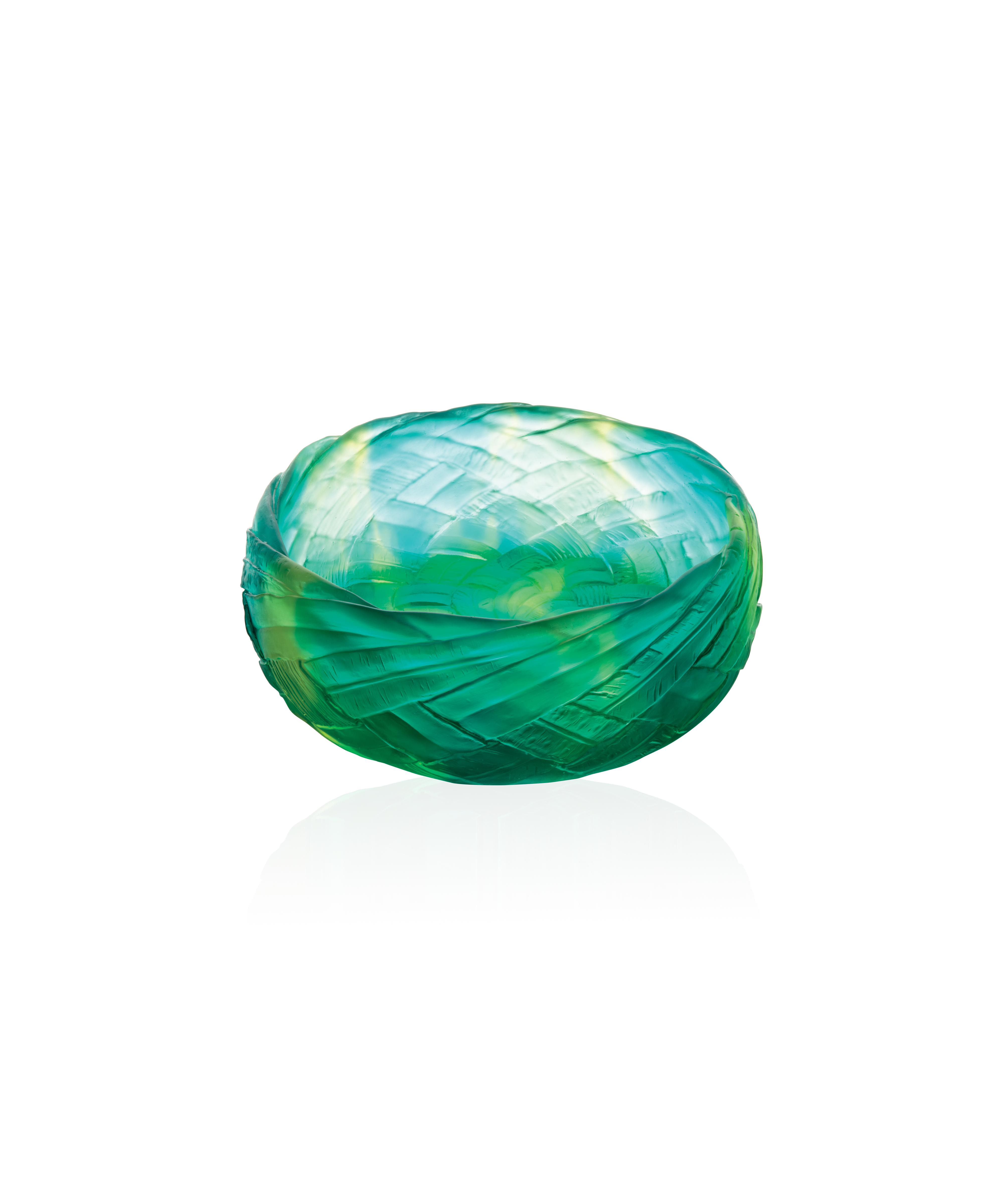 daum-tressage-coupe-grand-mod-le-cristal-jaune-et-vert image 1