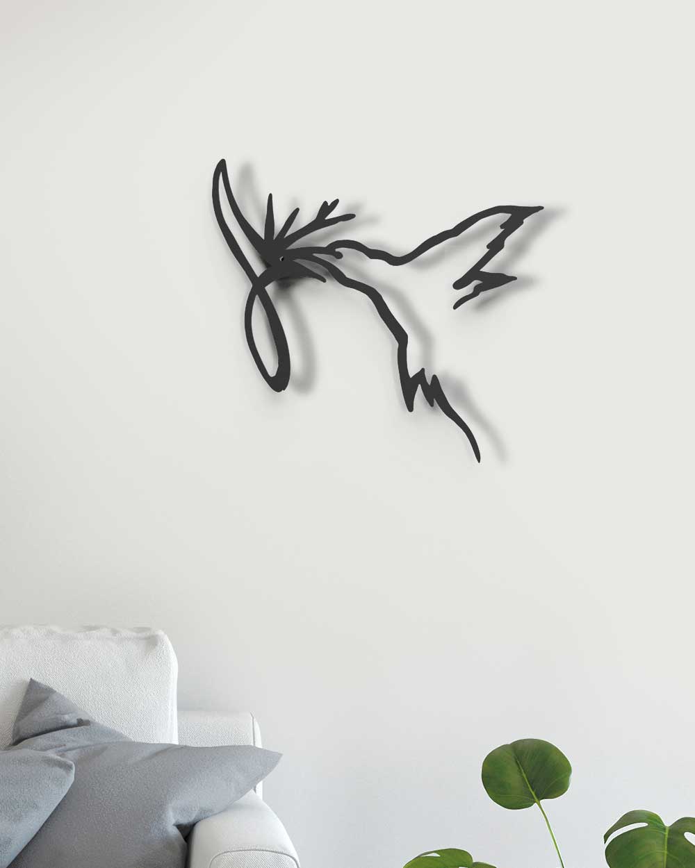 je-suis-art-animaux-colibri-fleur-one-line-tableau-m-tal-minimaliste image 1