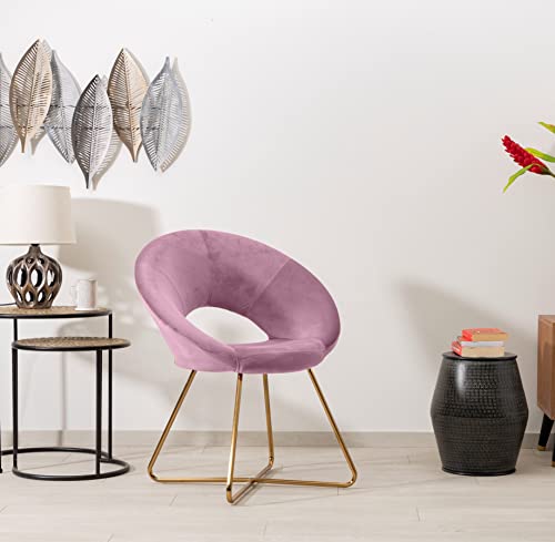 baroni-home-fauteuil-velours-rose-antique-pieds-or-74x59x84 image 8