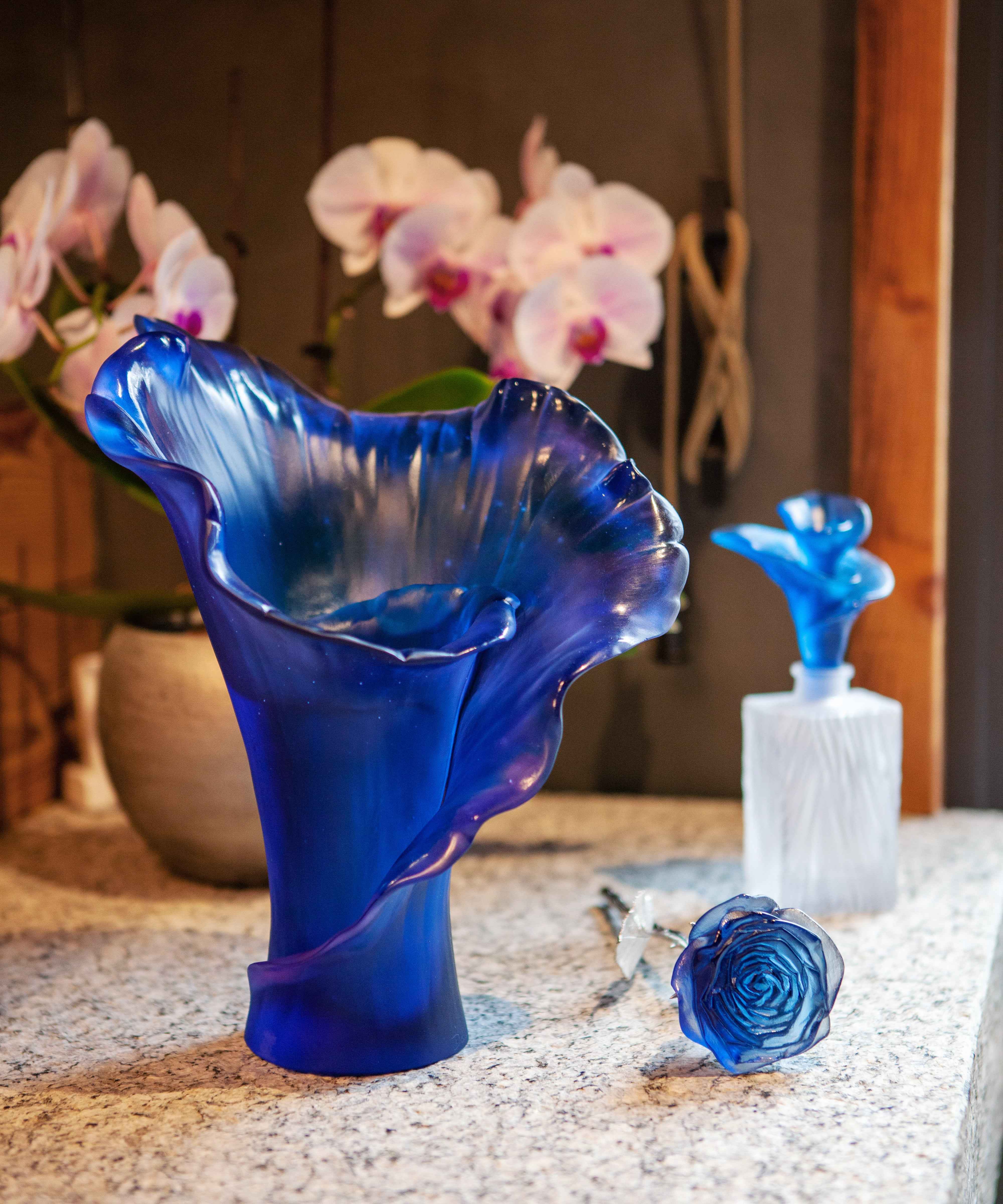 daum-univers-v-g-tal-rose-eternelle-fleur-cristal-bleu image 3