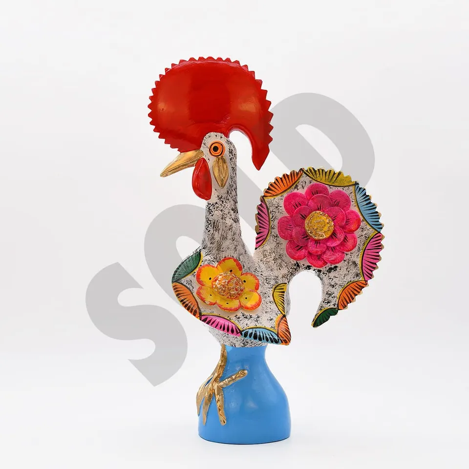 luisa-paix-o-coq-de-barcelos-40cm-blanc-figurine-c-ramique-unique image 1