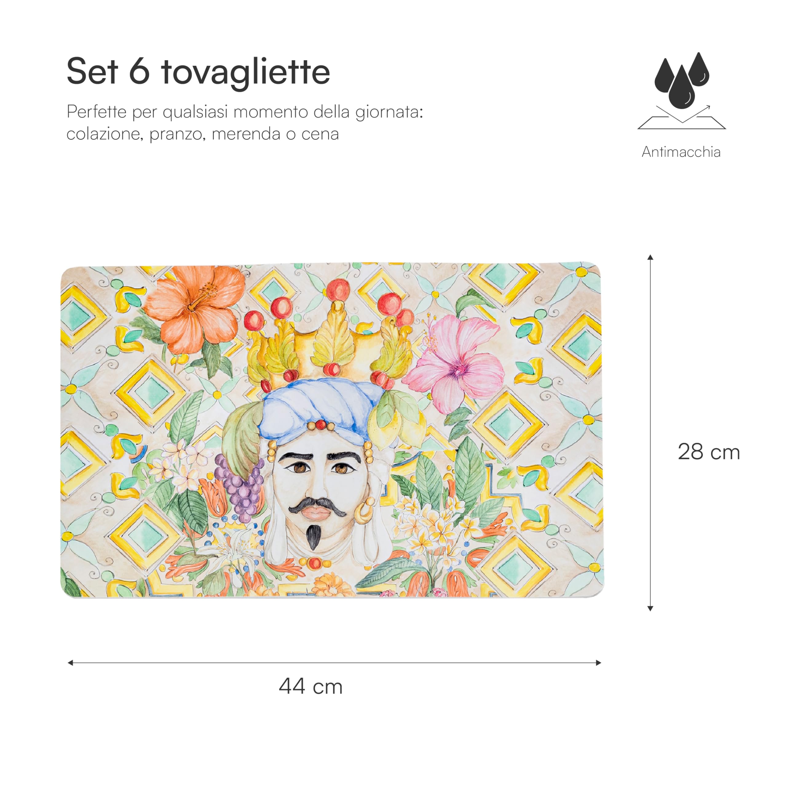 baroni-home-cucina-sets-de-table-pvc-roi-color-lot-6-48x28-cm image 3