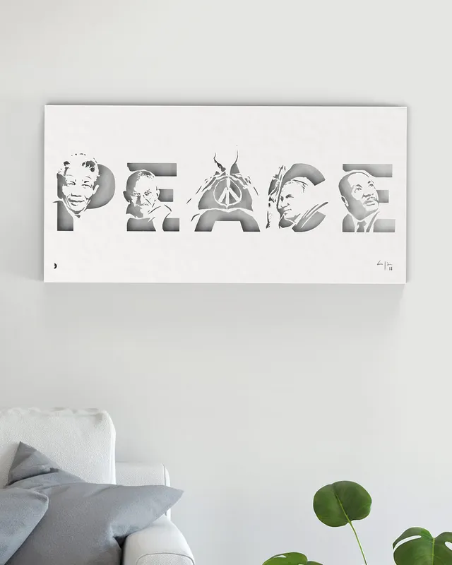je-suis-art-tableaux-peace-tableau-m-tal-mandela-gandhi image 1