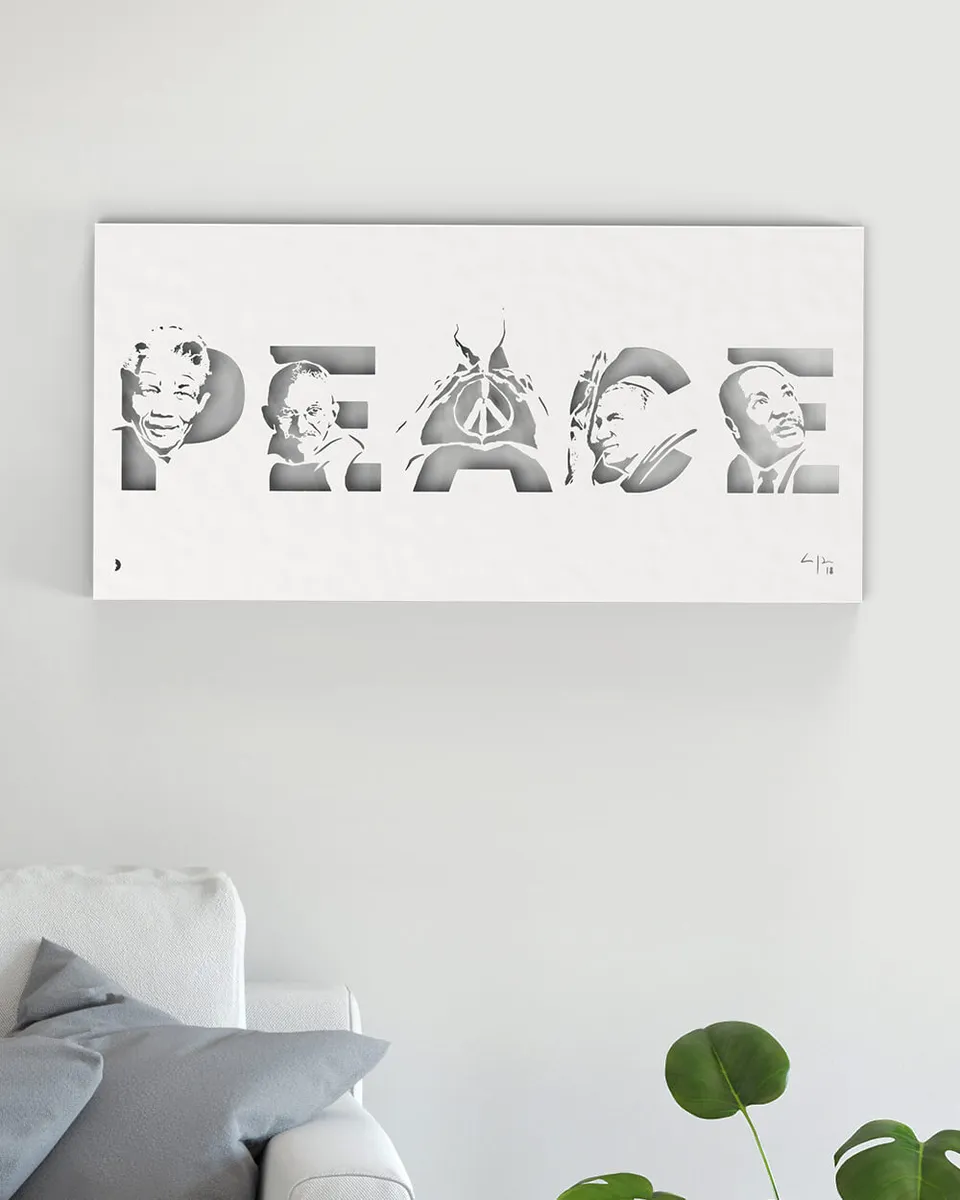 je-suis-art-tableaux-peace-tableau-m-tal-mandela-gandhi image 1