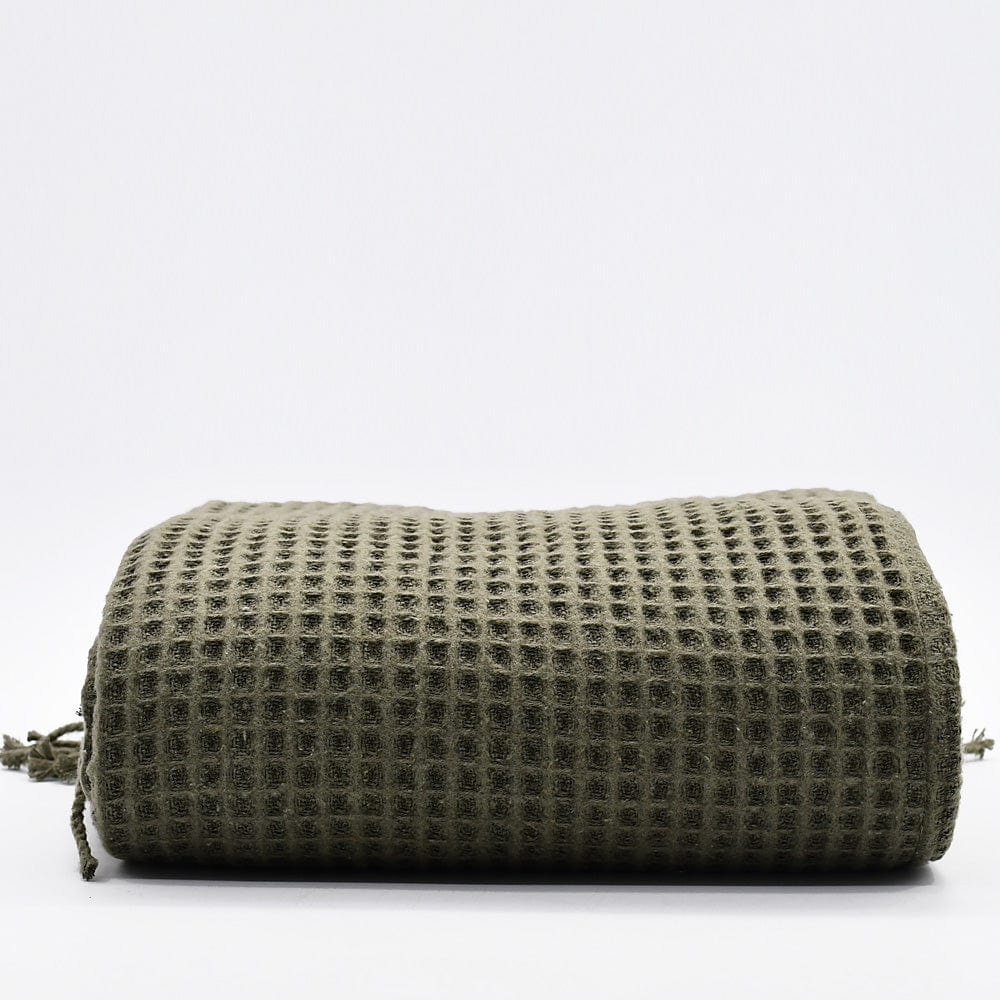 luisa-paix-o-plaid-coton-gaufr-kaki-200x140cm image 1