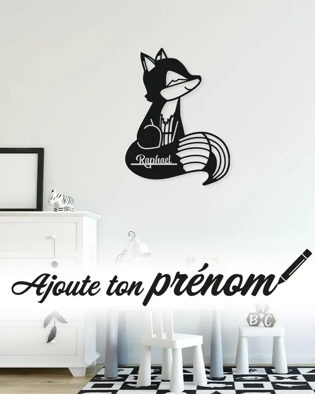 je-suis-art-enfants-renard-d-co-murale-m-tal-one-line image 1