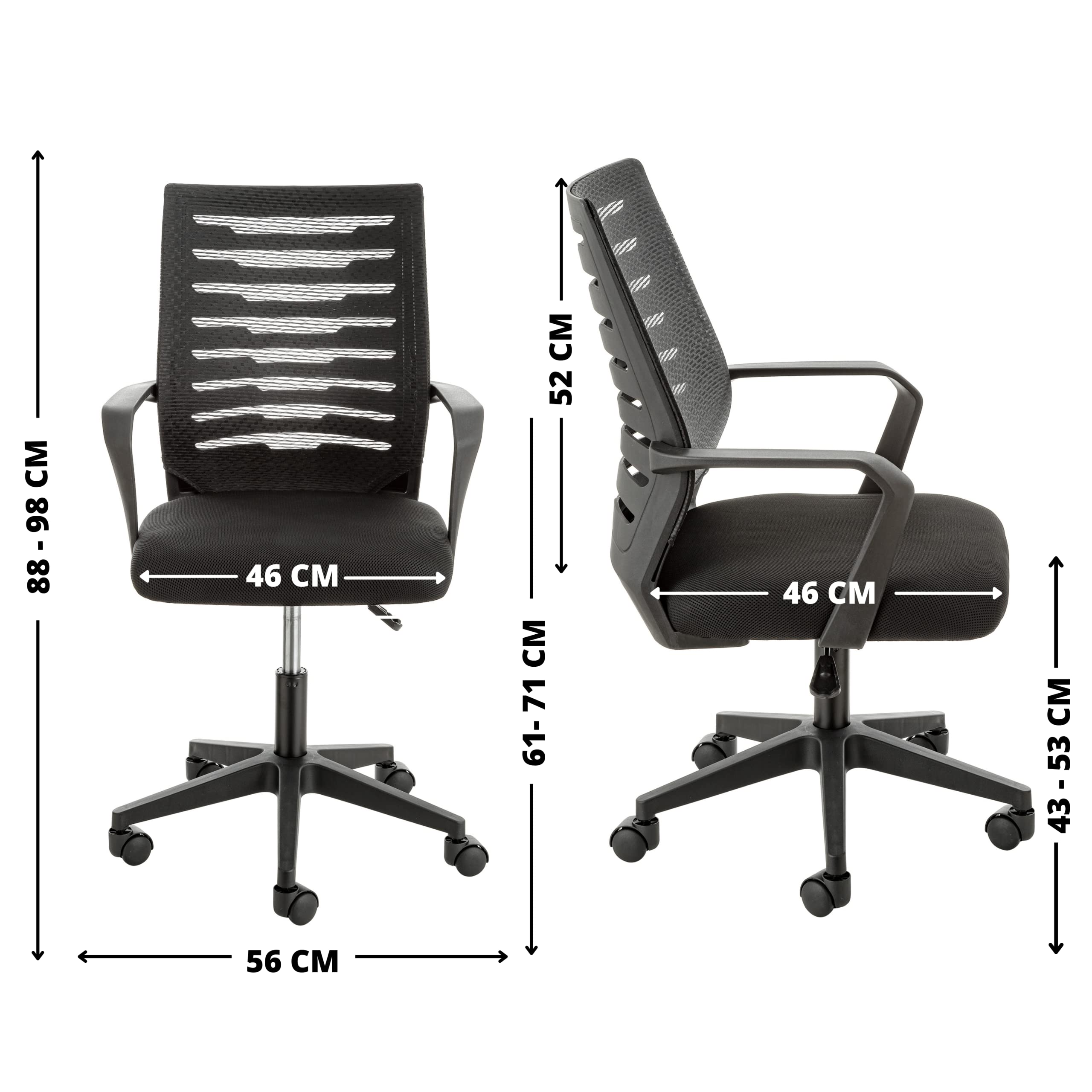 baroni-home-sedie-chaise-de-bureau-noire-roulettes-53x56x98 image 3
