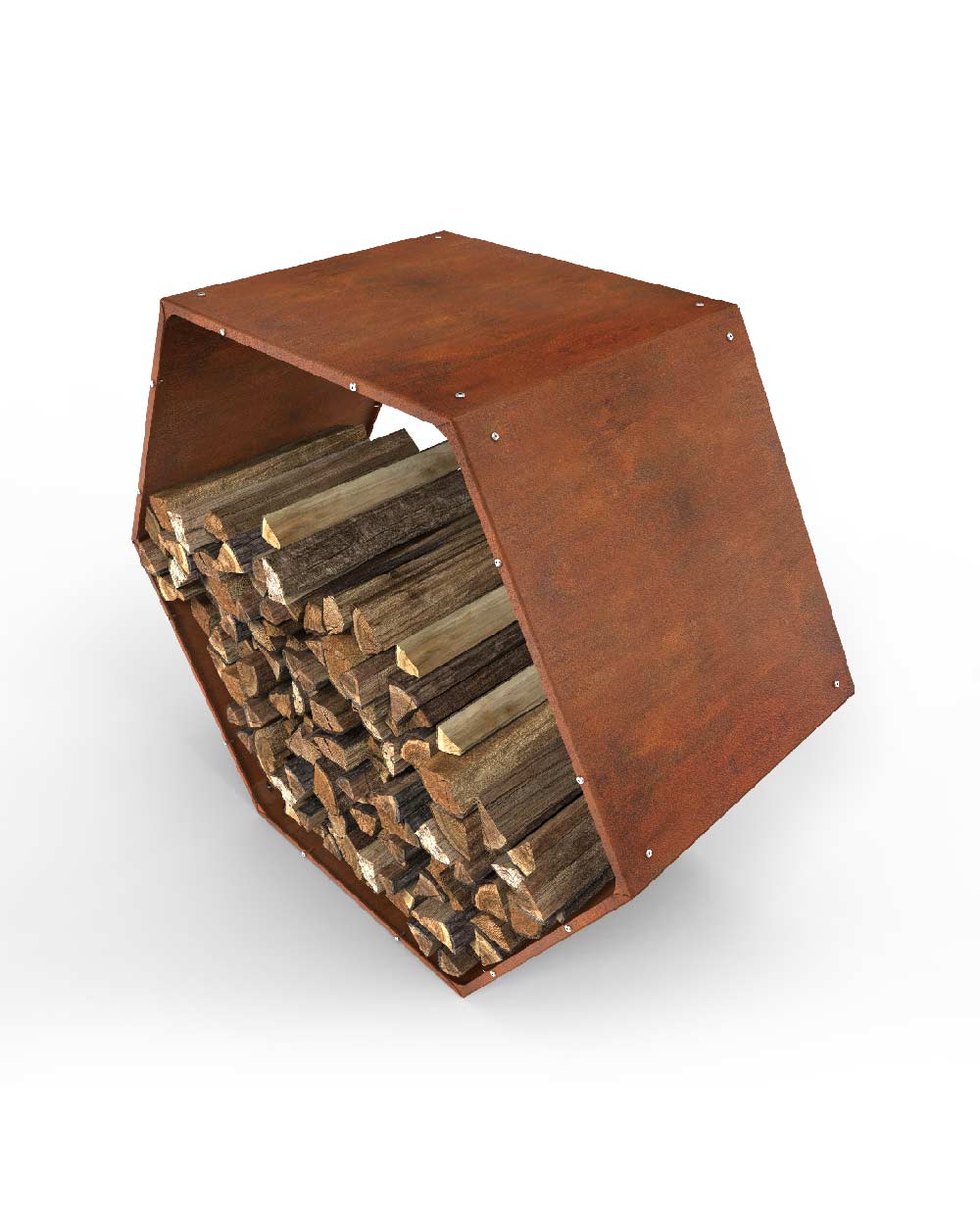 je-suis-art-range-bois-hexagonale-porte-b-ches-acier-corten image 3