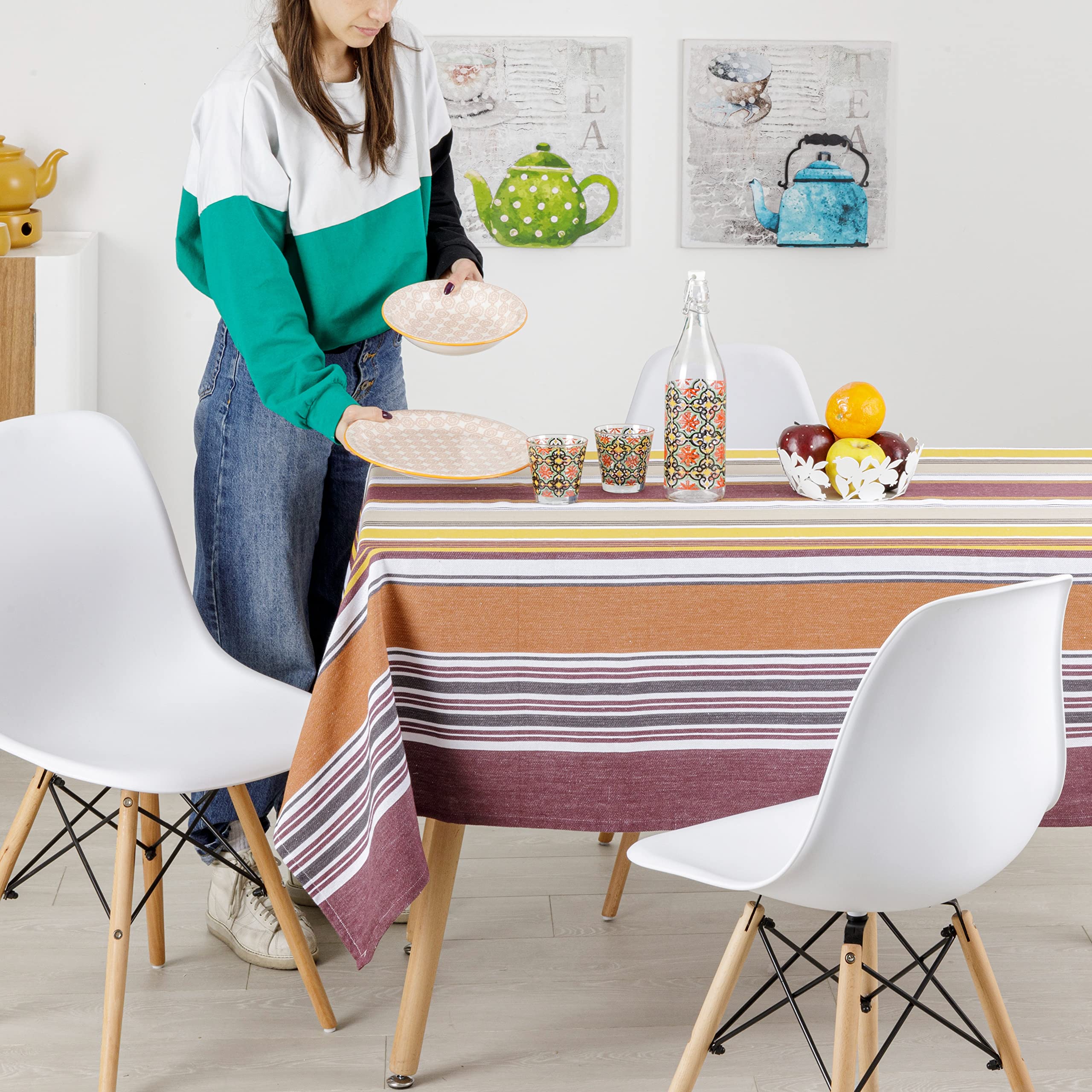 baroni-home-cucina-nappe-coton-rayures-bordeaux-145x245-cm image 3
