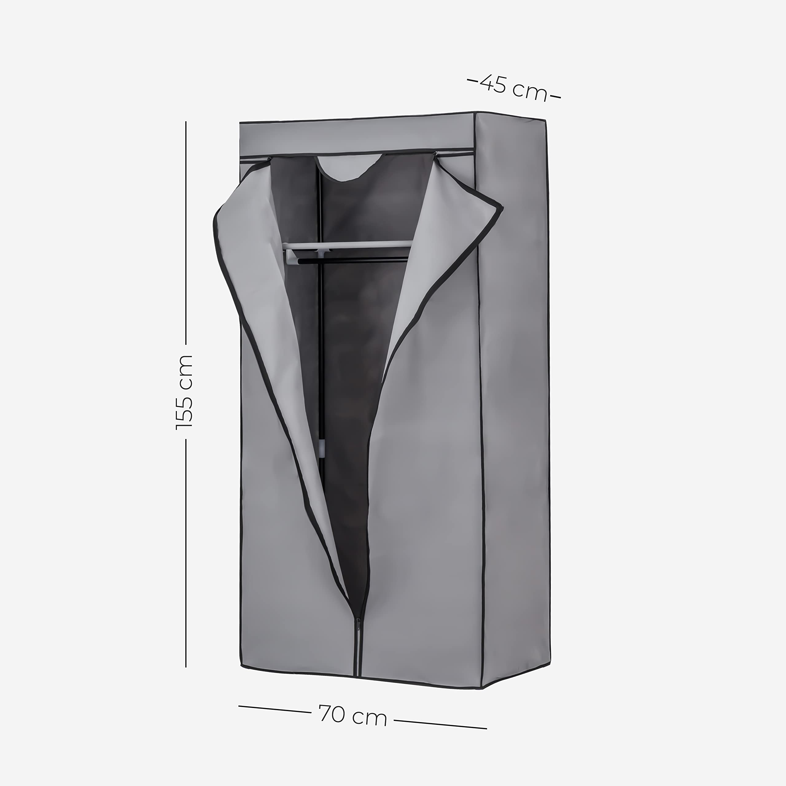 baroni-home-organizzazione-armoire-tissu-pliable-gris-1-tag-re-45x70x155-cm image 7