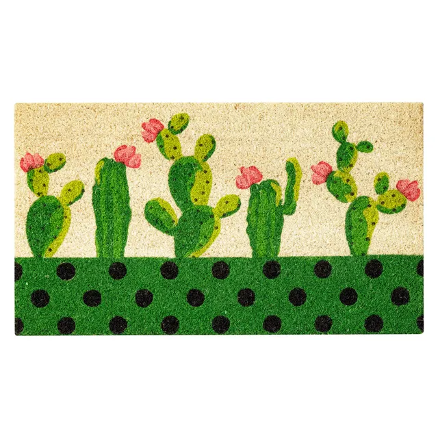 baroni-home-tapis-paillasson-coco-cactus-vert-pois-70x40 image 1