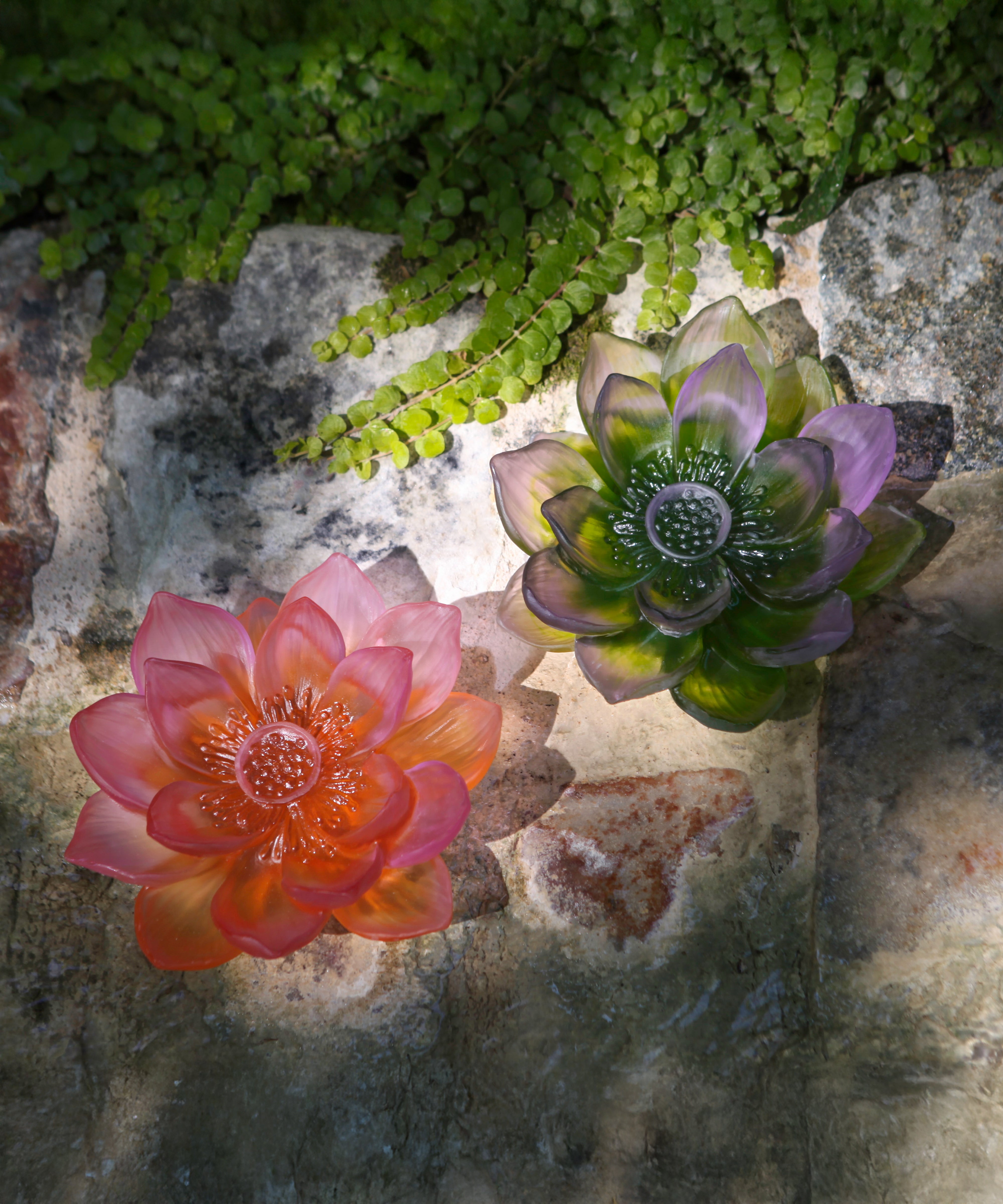 daum-jardin-de-lotus-fleur-ambre-rose-cristal image 3
