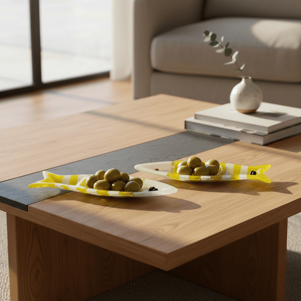 luisa-paix-o-vaisselle-portugaise-coupe-olive-verre-jaune-sardine-23-cm image 2