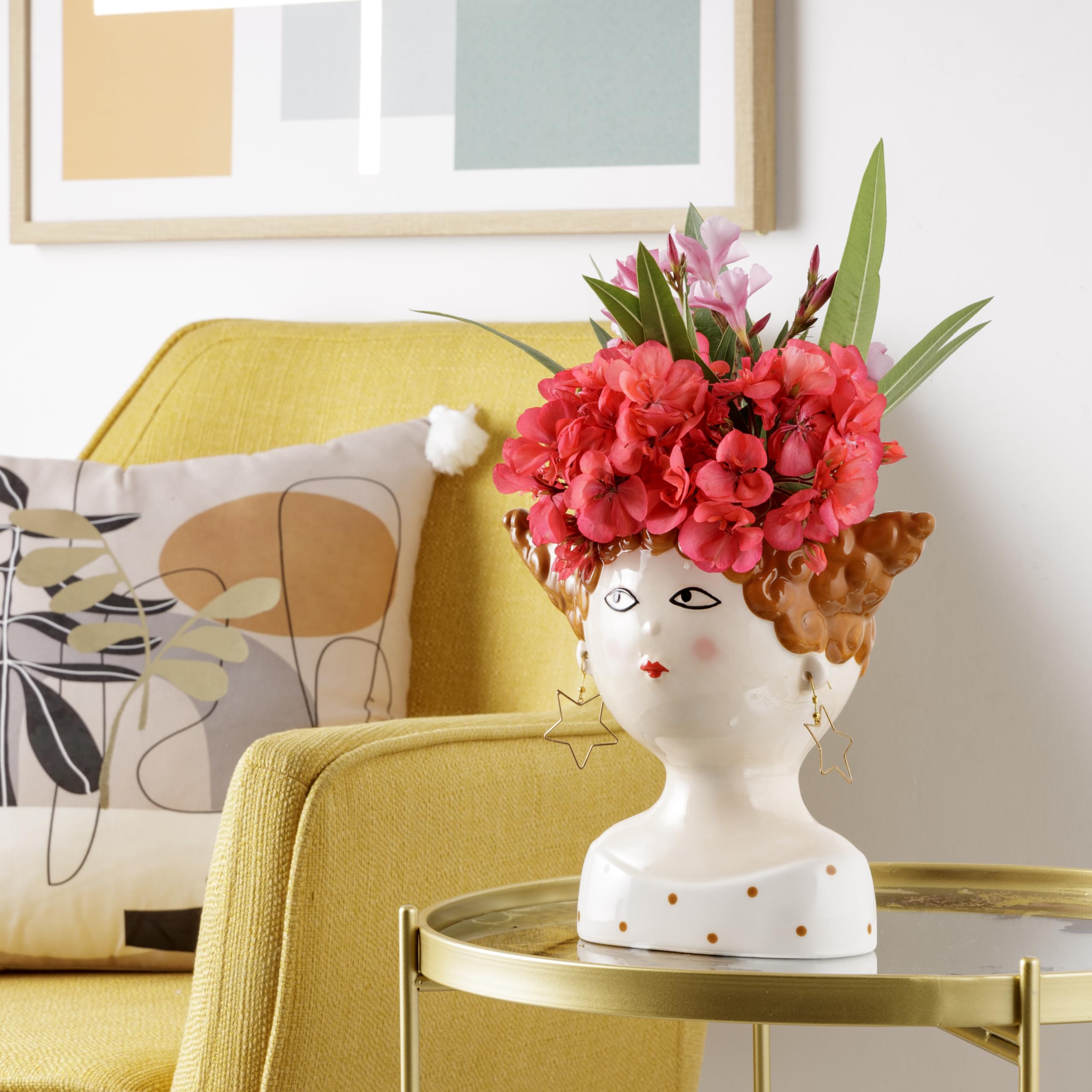 baroni-home-decorazioni-vase-c-ramique-fille-cheveux-rouges-21x13x20-cm image 4