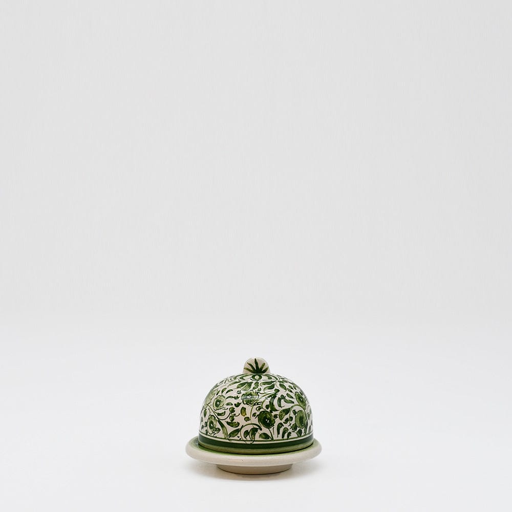 luisa-paix-o-vaisselle-portugaise-beurrier-coimbra-vert-9cm-peint-main image 1