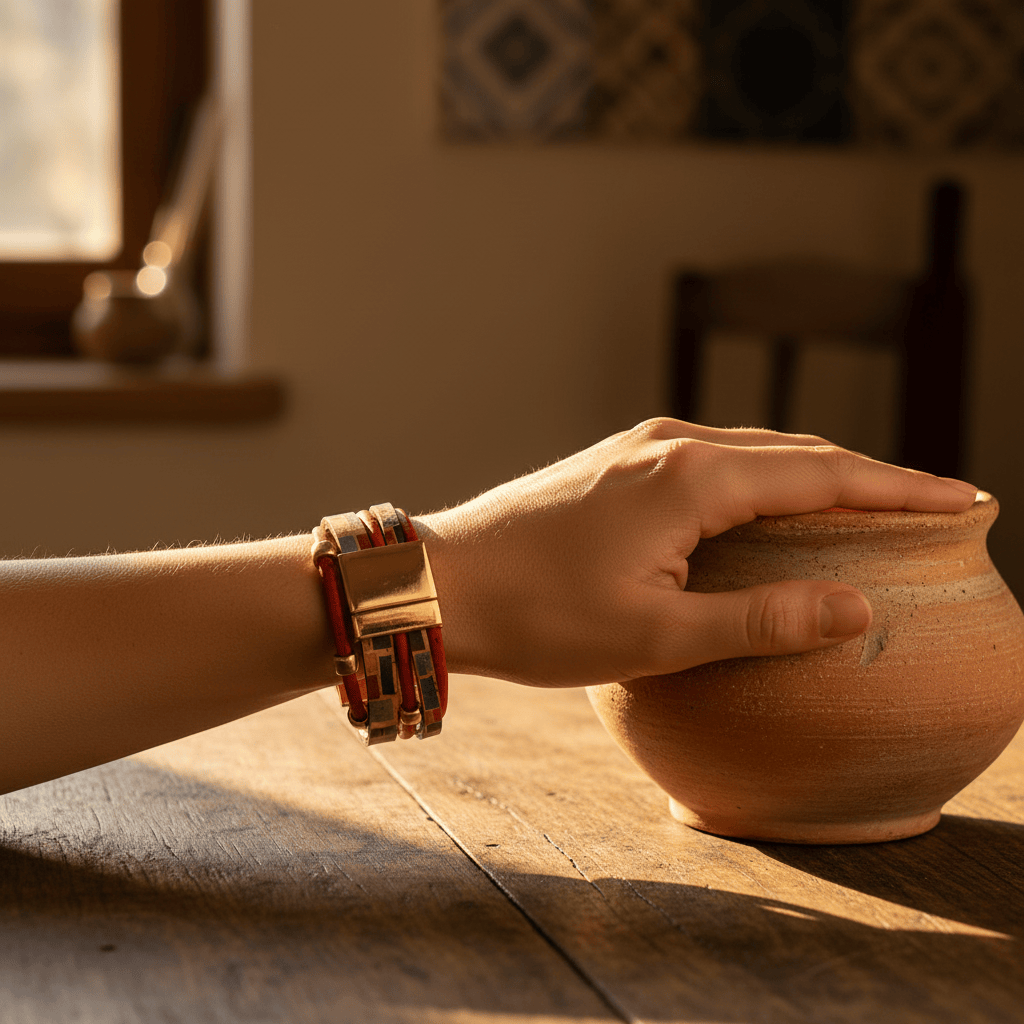 luisa-paix-o-bracelet-li-ge-naturel-4-lani-res-dor-21-cm image 3