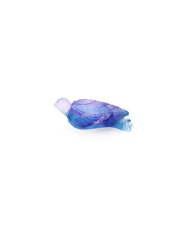 daum-mer-de-corail-tortue-sculpture-bleu-rose-moyen image 1