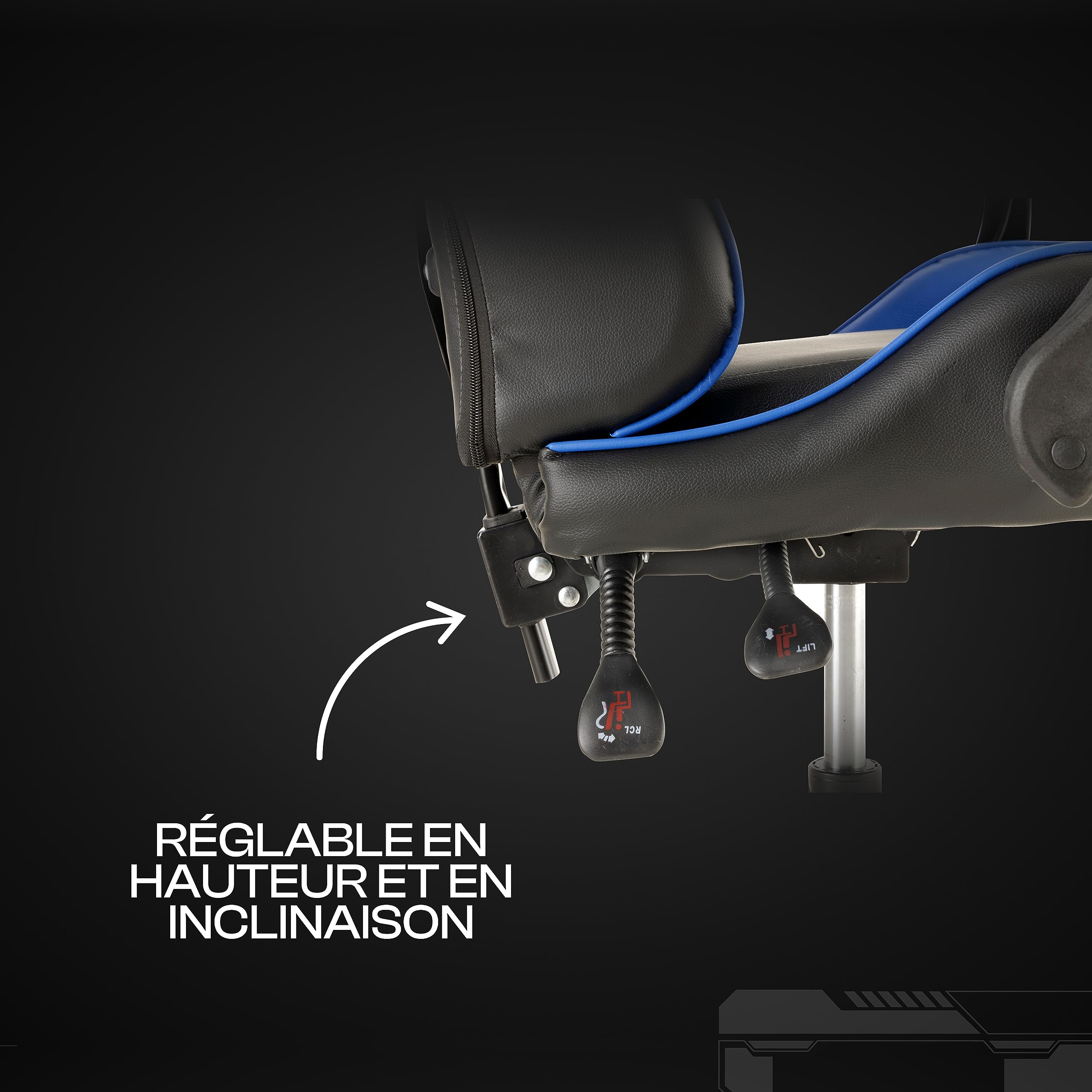 baroni-home-sedie-chaise-gaming-bleue-ergonomique-dossier image 6