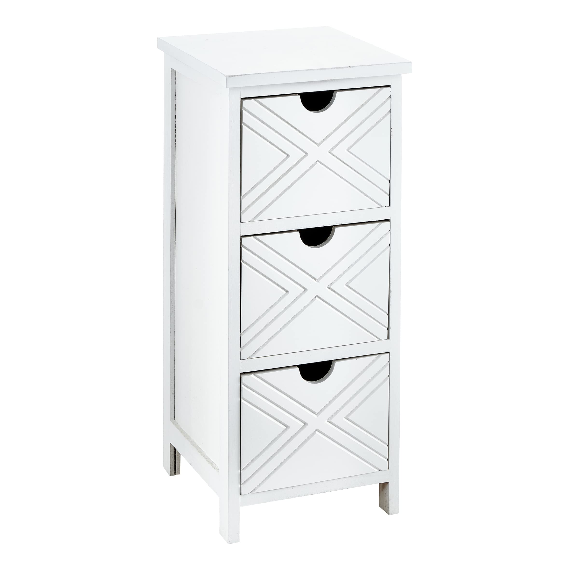 baroni-home-mobili-table-de-chevet-bois-3-tiroirs-25x25x60-cm image 1