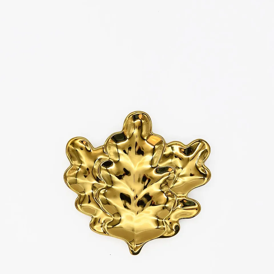 luisa-paix-o-vaisselle-portugaise-feuille-de-ch-ne-assiette-gr-s-dor image 1