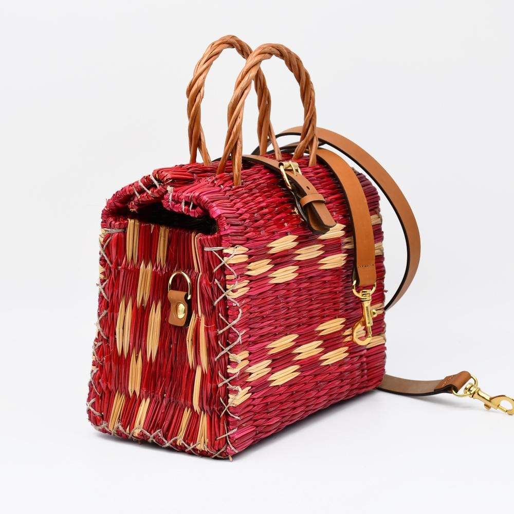 luisa-paix-o-sac-cabas-jonc-rouge-22-cm-cuir image 2