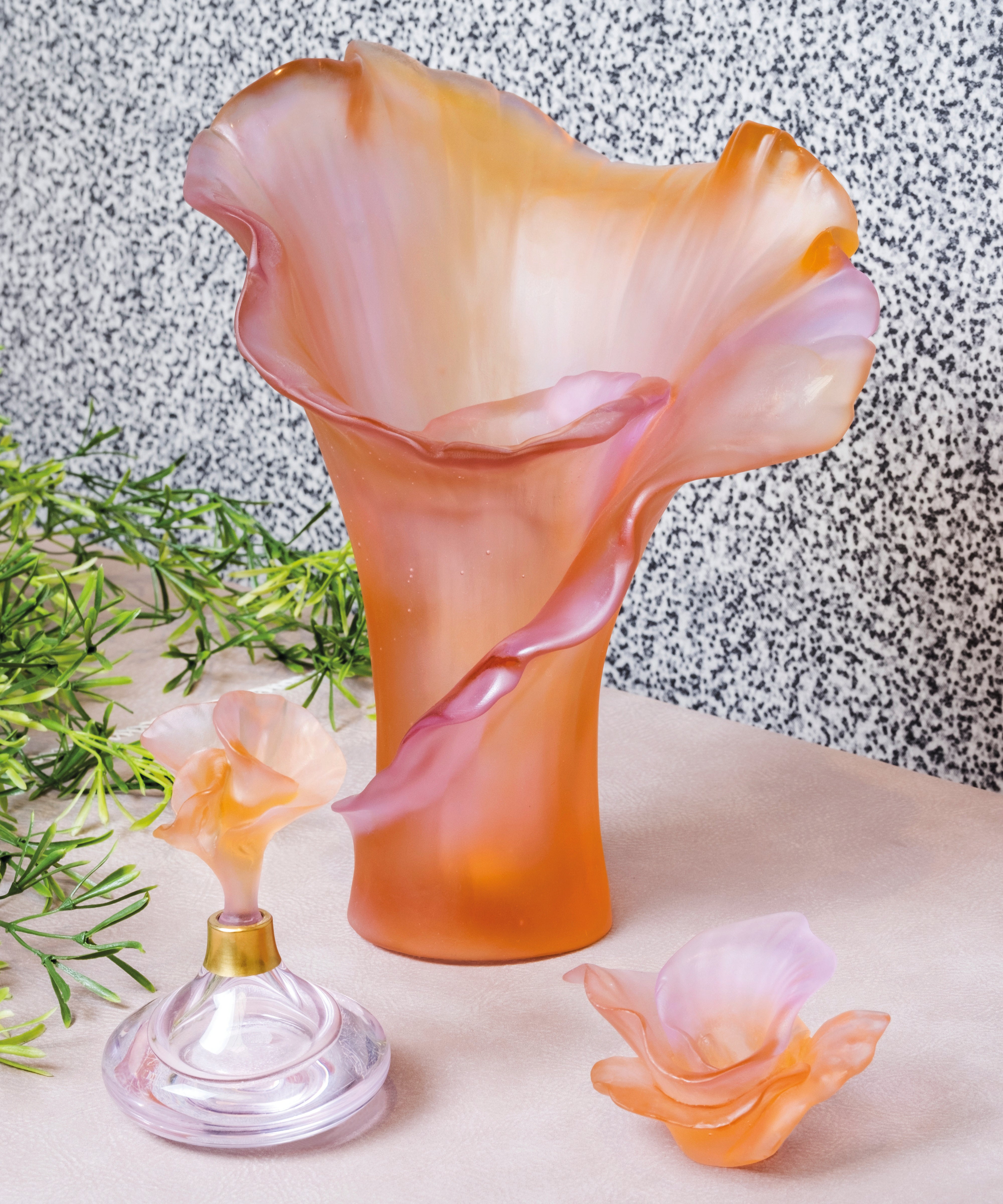 daum-univers-v-g-tal-arum-vase-moyen-mod-le-ambre-rose image 2