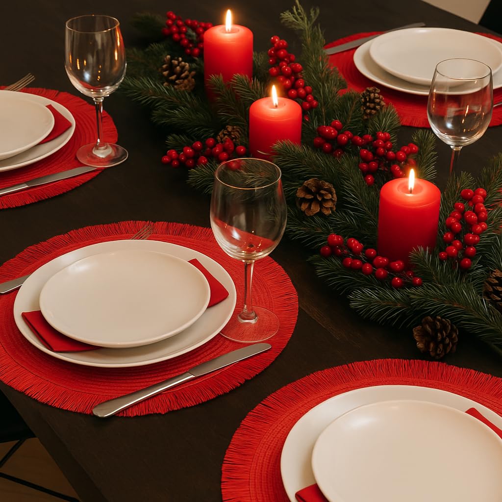 baroni-home-cucina-sets-de-table-ronds-38-cm-rouge-x6 image 5