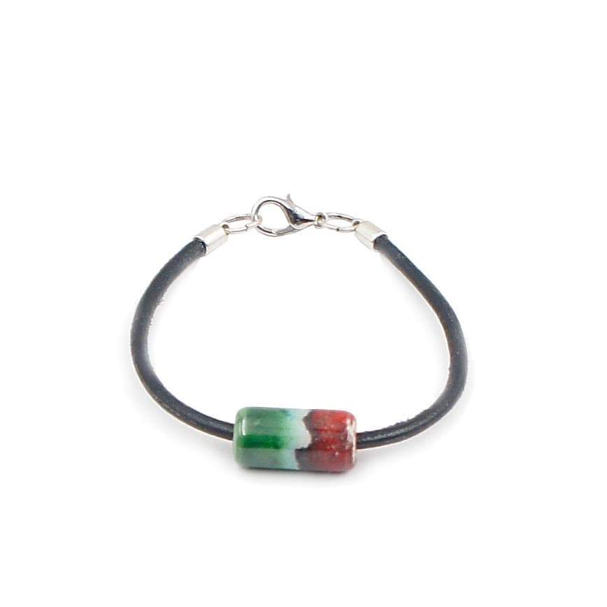 luisa-paix-o-bijoux-du-portugal-bracelet-c-ramique-cuir-vert-rouge image 2