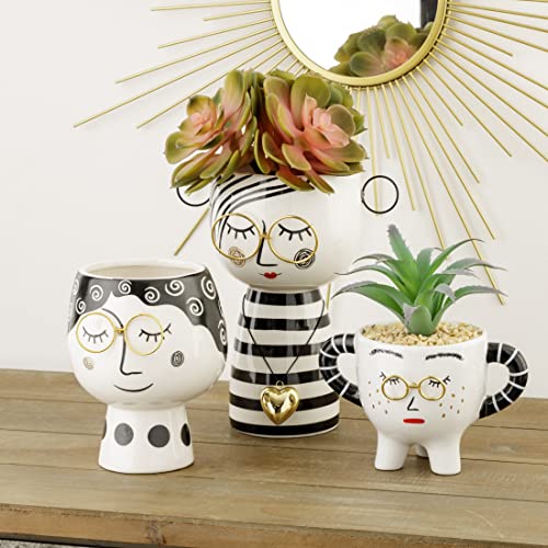 baroni-home-decorazioni-vase-visage-c-ramique-fille-robe-rayures image 7
