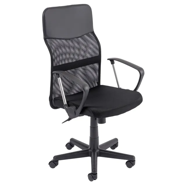 baroni-home-sedie-chaise-bureau-similicuir-noir-hauteur-r-glable image 1