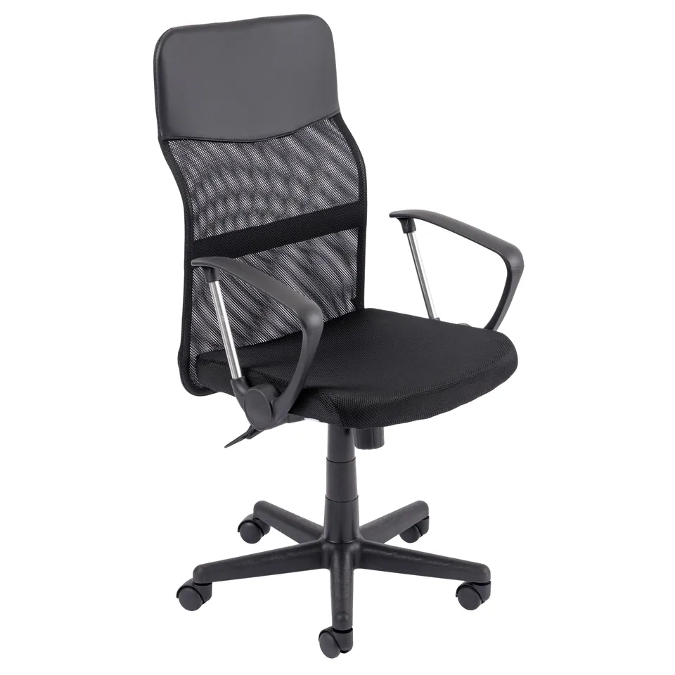 baroni-home-sedie-chaise-bureau-similicuir-noir-hauteur-r-glable image 1