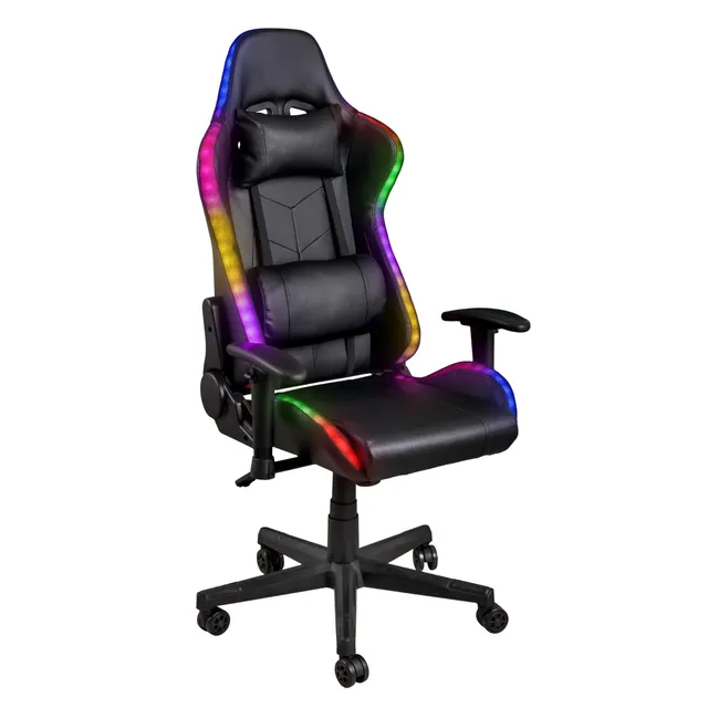 baroni-home-sedie-chaise-gaming-noir-led-dossier-180 image 1