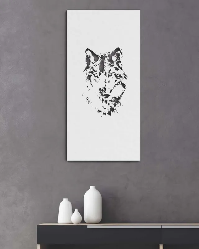 je-suis-art-tableaux-loup-tableau-m-tal-blanc-d-coup image 1