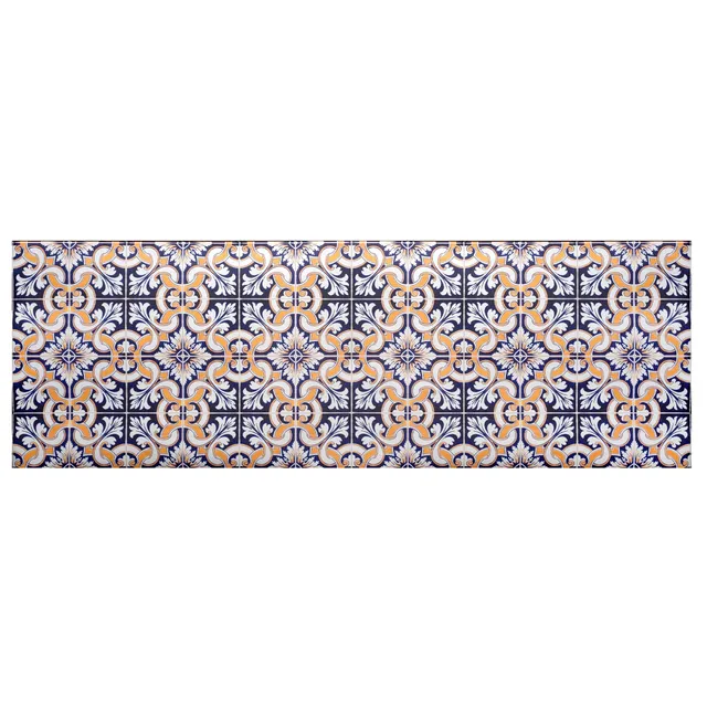 baroni-home-cucina-tapis-cuisine-pvc-bleu-jaune-60x180 image 1
