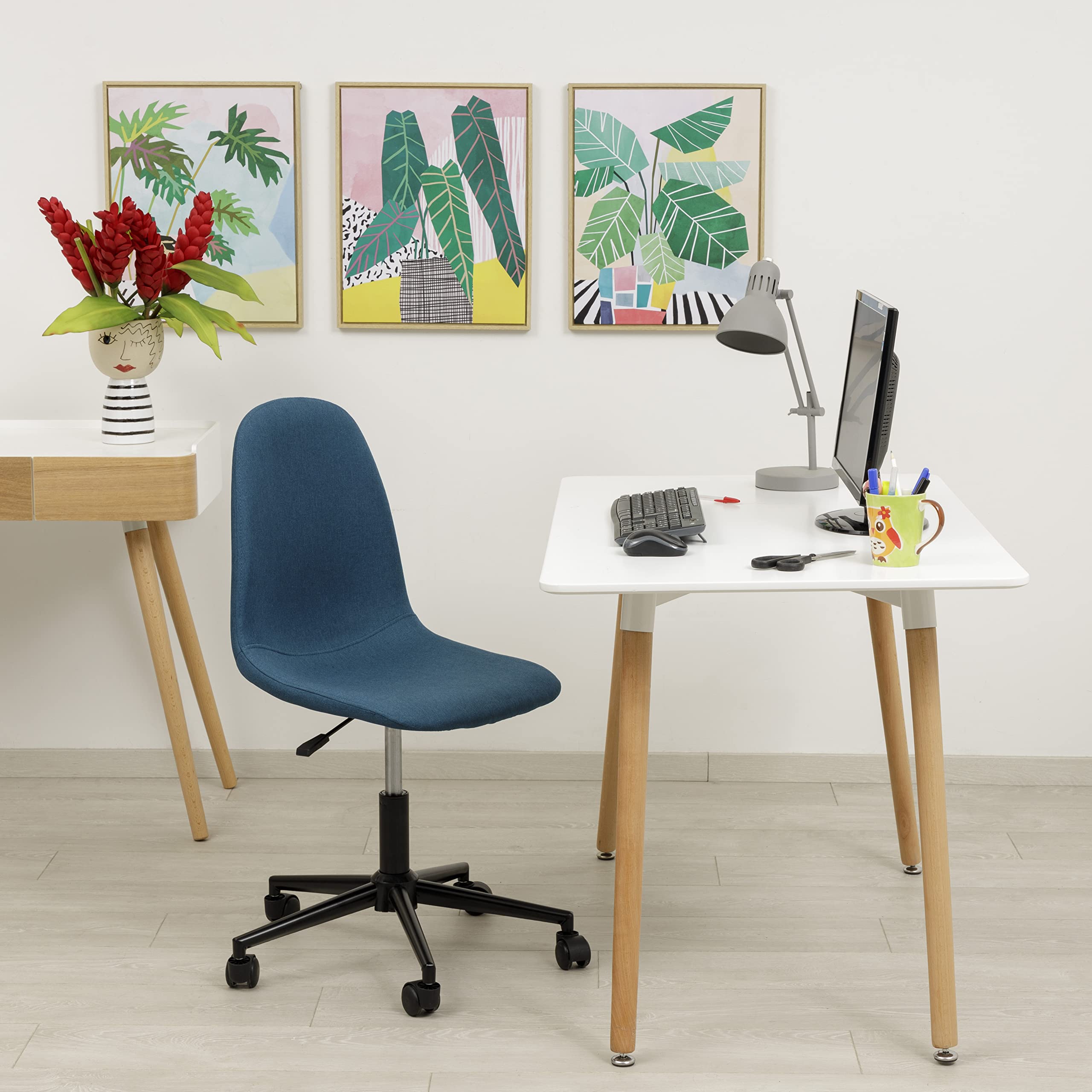 baroni-home-sedie-chaise-bureau-pivotante-bleue-sans-accoudoirs-tissu image 2