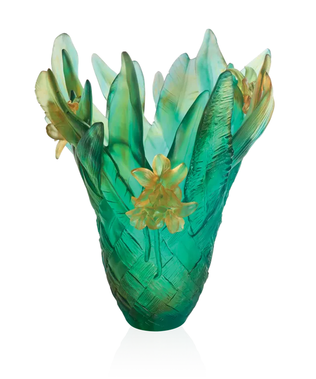 daum-tressage-vase-magnum-cristal-jaune-vert image 1